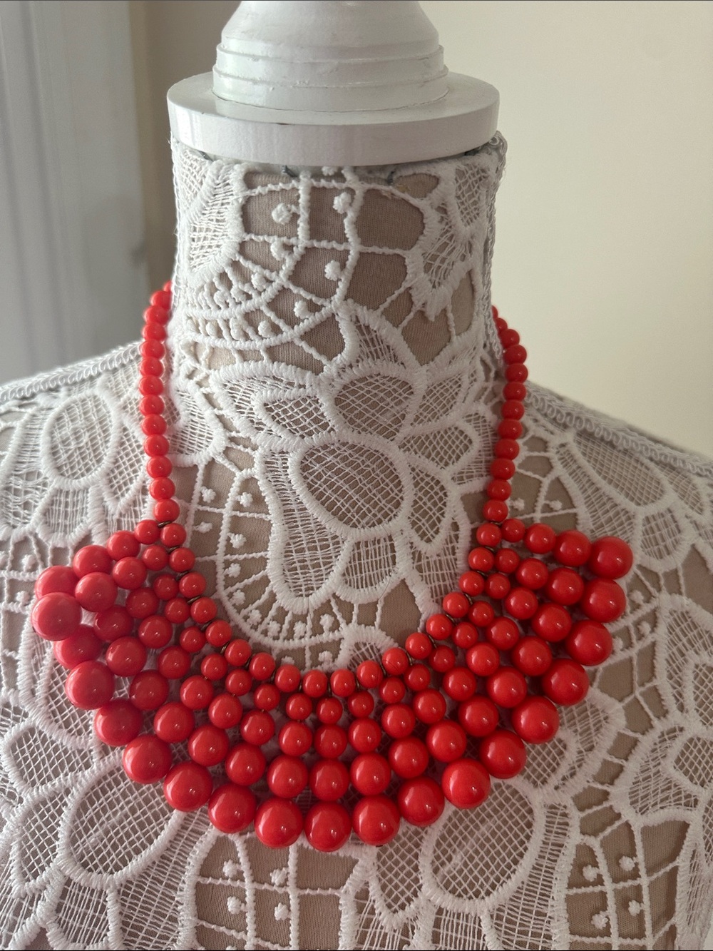 NWT J. Crew Coral Beaded Statement Necklace